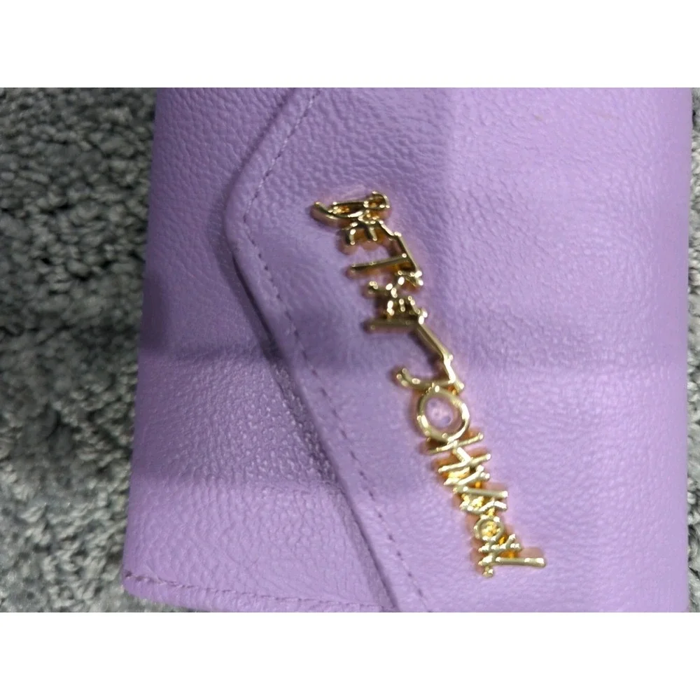 Vintage Retired Betsey Johnson Trifold Faux Pebble Leather Wallet Gold‎ Spellout
